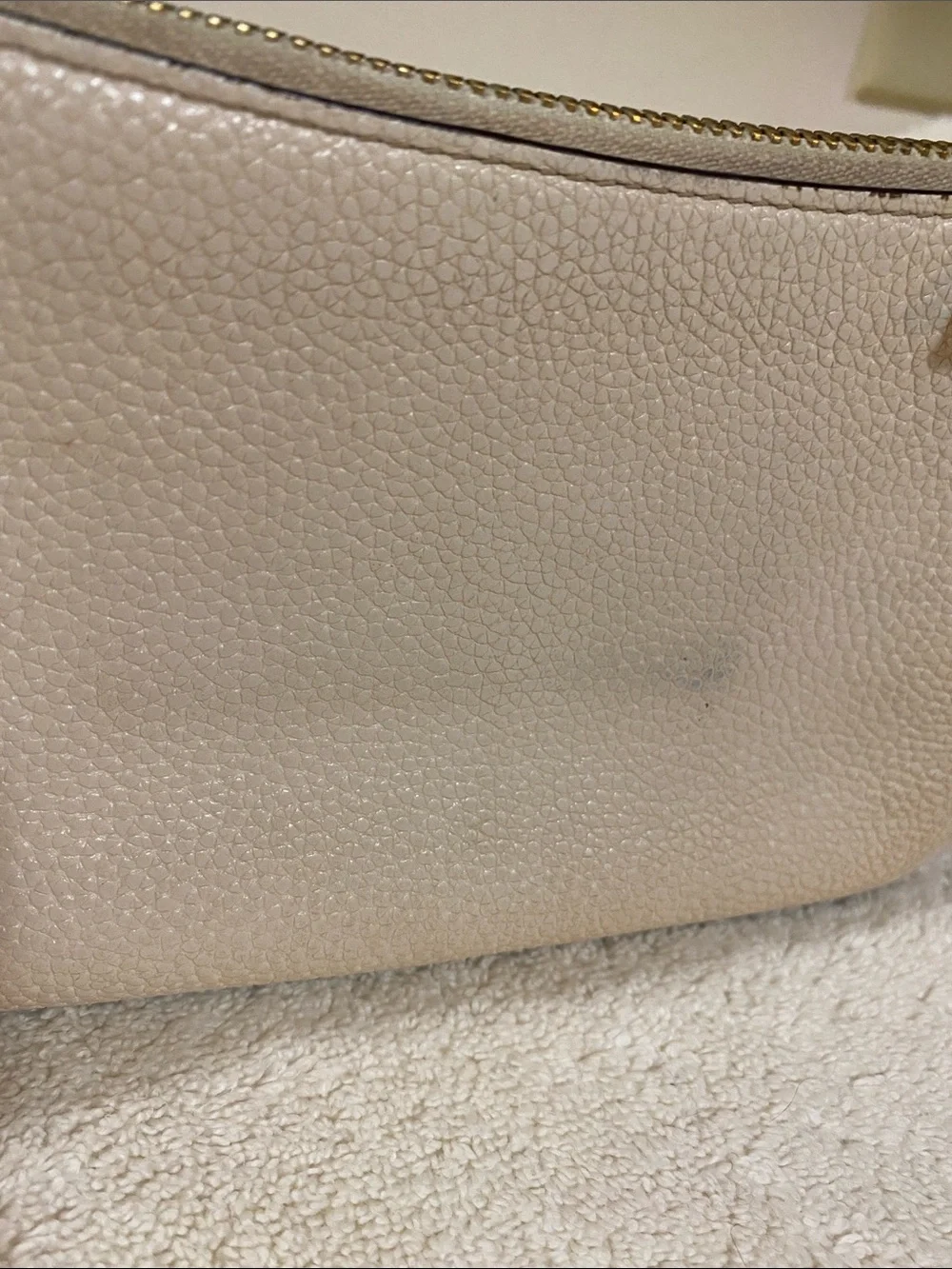 kate spade Cream Pebbled Leather Crossbody with Gold Chain Accent